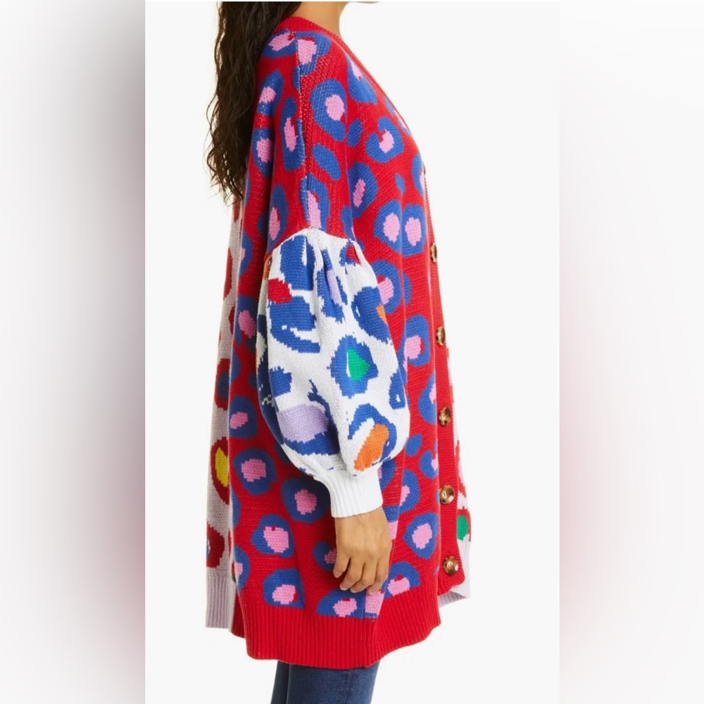 FARM Rio NWT Oversized Leopard POP Cardigan in 100% Cotton(sold out online) - Picture 3 of 13